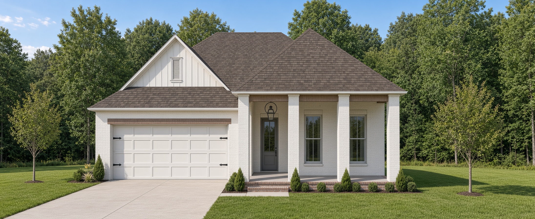 The Nabers Select Series exterior with a columned front porch by Edison Homes